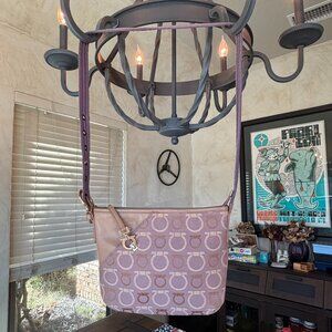 Salvatore Ferragamo Light Purple Canvas Gancini Clip Small Crossbody, EUC